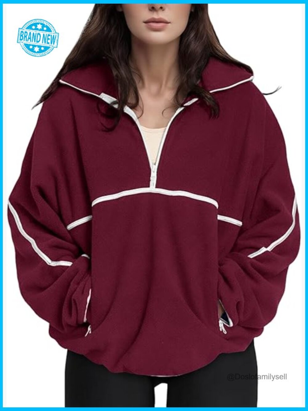 Oversized Quarter Zip Fleece Pullover Fuzzy Sherpa Y2k Preppy Casual Tops